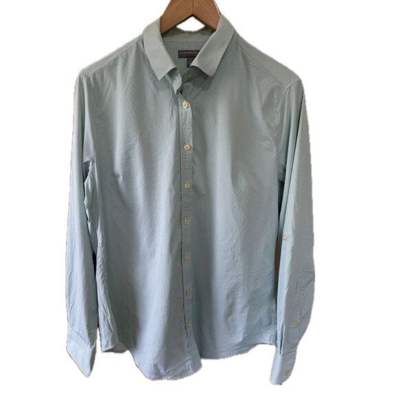 Peter Millar Men Performance Nylon Stretch Pin Stripe Button Down Collar Shirt L - Picture 1 of 10